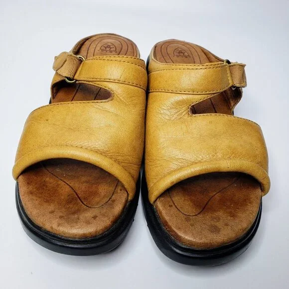Ariat Distressed Leather Two Strap Slide On Sandals 6B - Picture 2 of 11